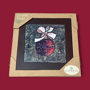 Cypress Home Ceramic Trivet Christmas Ornament Design Heat Resistant NEW Boxed